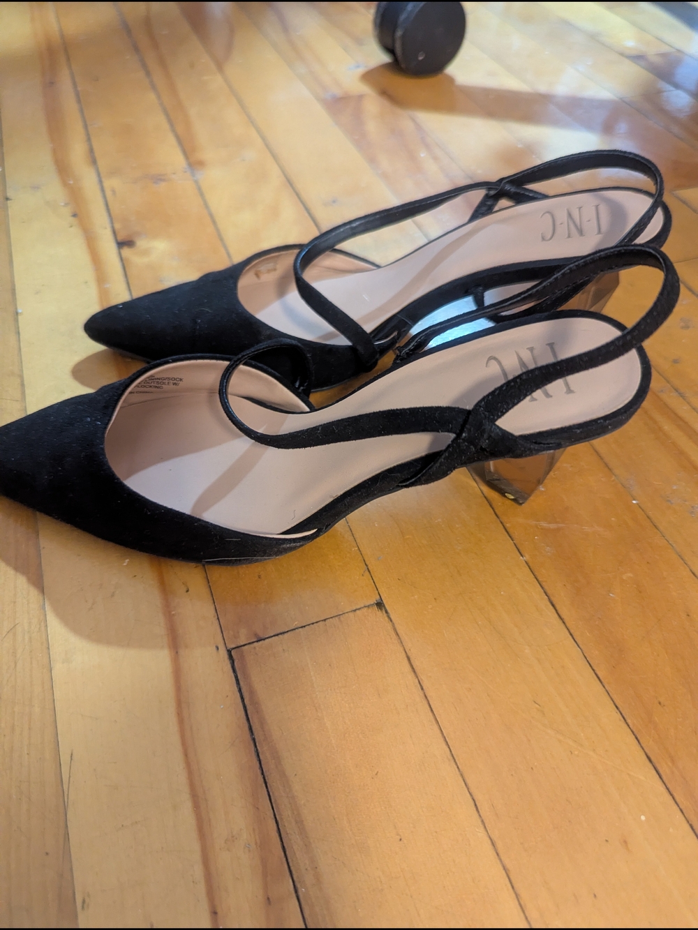 INC International Concepts Black Pointed Slingback Heels